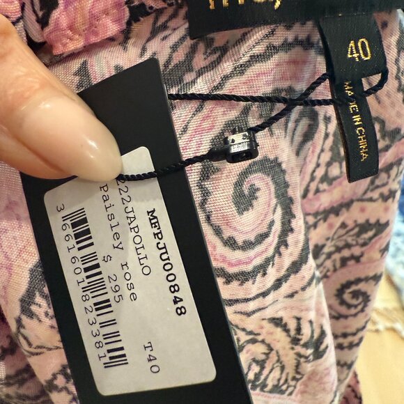 NWT MAJE Apollo Asymmetric Paisley Swirl Midi Skirt Paisley Rose Size 40EU/8US - Picture 4 of 6